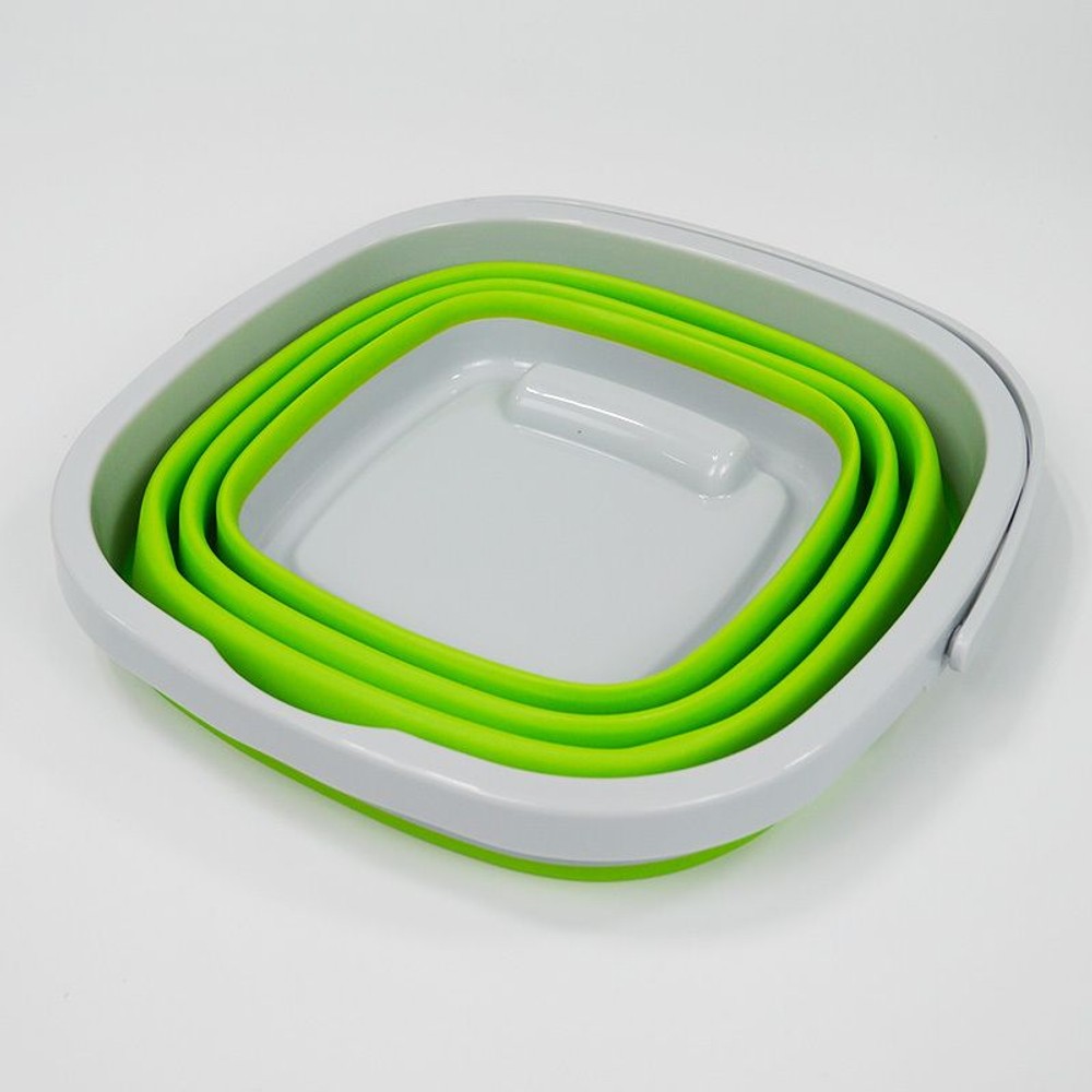 コンパクトに折りたためるソフトバケツ, グリーン, 5.0L