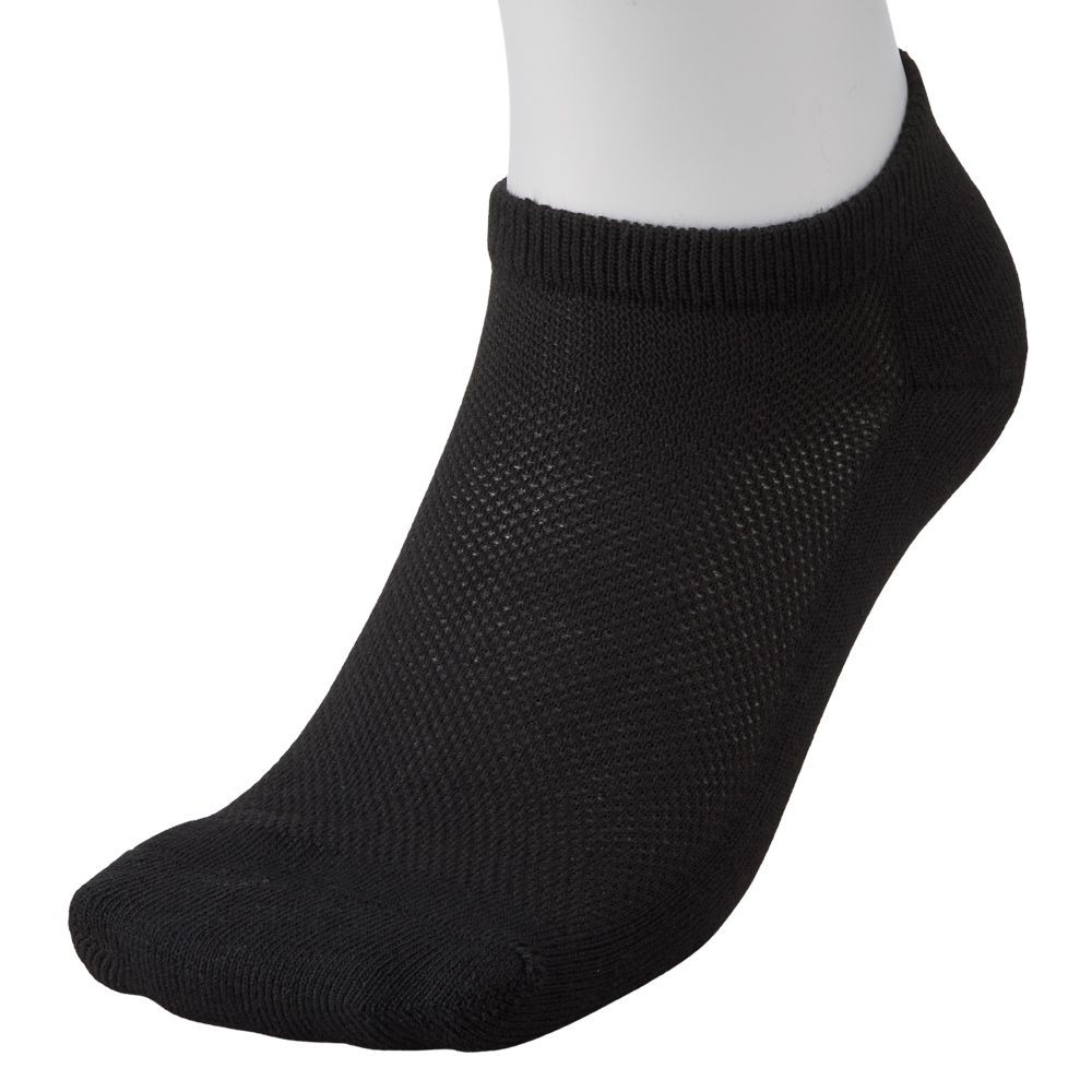 WIZ'A ウィザ 消臭・抗菌　銀イオン６P パイル先丸スニーカー丈　黒, 黒, 25.0〜27.0cm