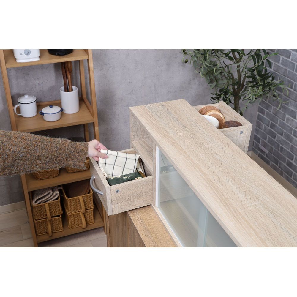 不二貿易 カウンター上収納ラック　９０幅　オーク【メーカー直送・代引不可】, オーク, 幅900mm&times;奥行265mm&times;高さ290mm