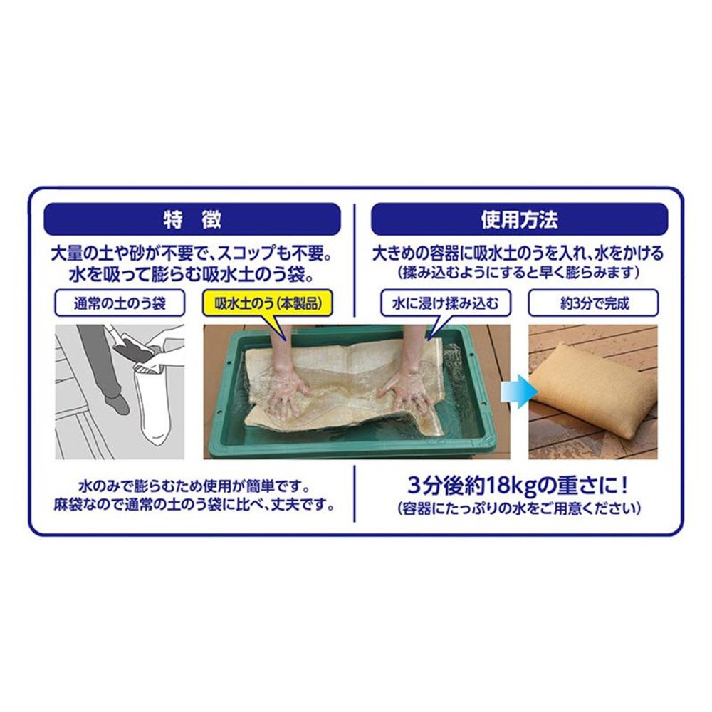 吸水式 水でふくらむ土のう 幅広 , その他カラー１, 1枚入