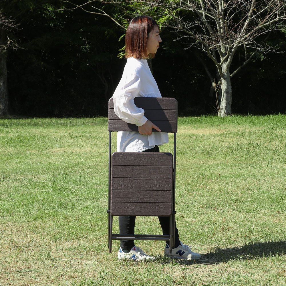 テーブル＆チェア　3点セット　ＢＲ　木目調【メーカー直送・代引不可】, ブラウン, 木目調