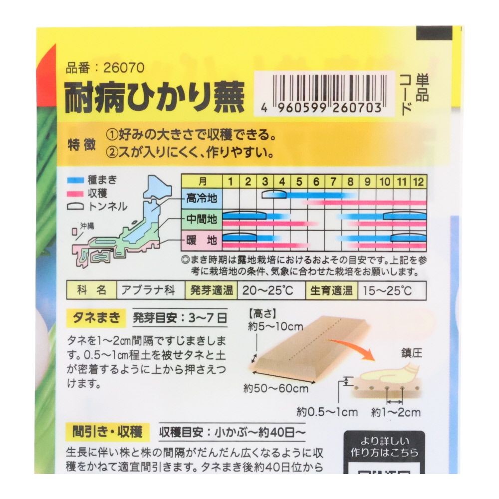 耐病ひかり蕪（おためしパック）, かぶ, 0.5ml