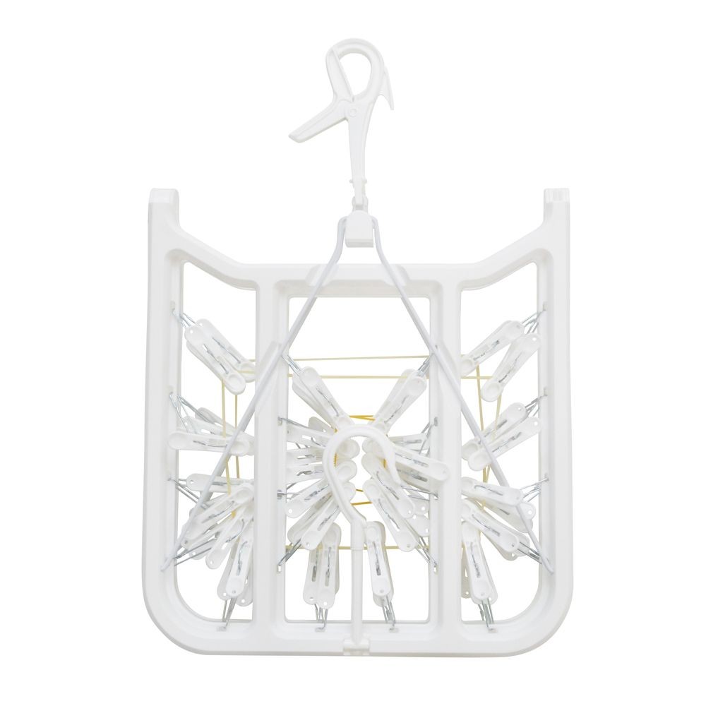 安定して干せるダブルフック付き洗濯ハンガー, ホワイト-40ピンチ, 40ピンチ