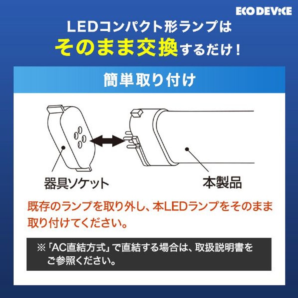 エコデバイス LEDコンパクト形 FPL18W相当 電球色 EFPL18LED-W, 電球色, 18W相当
