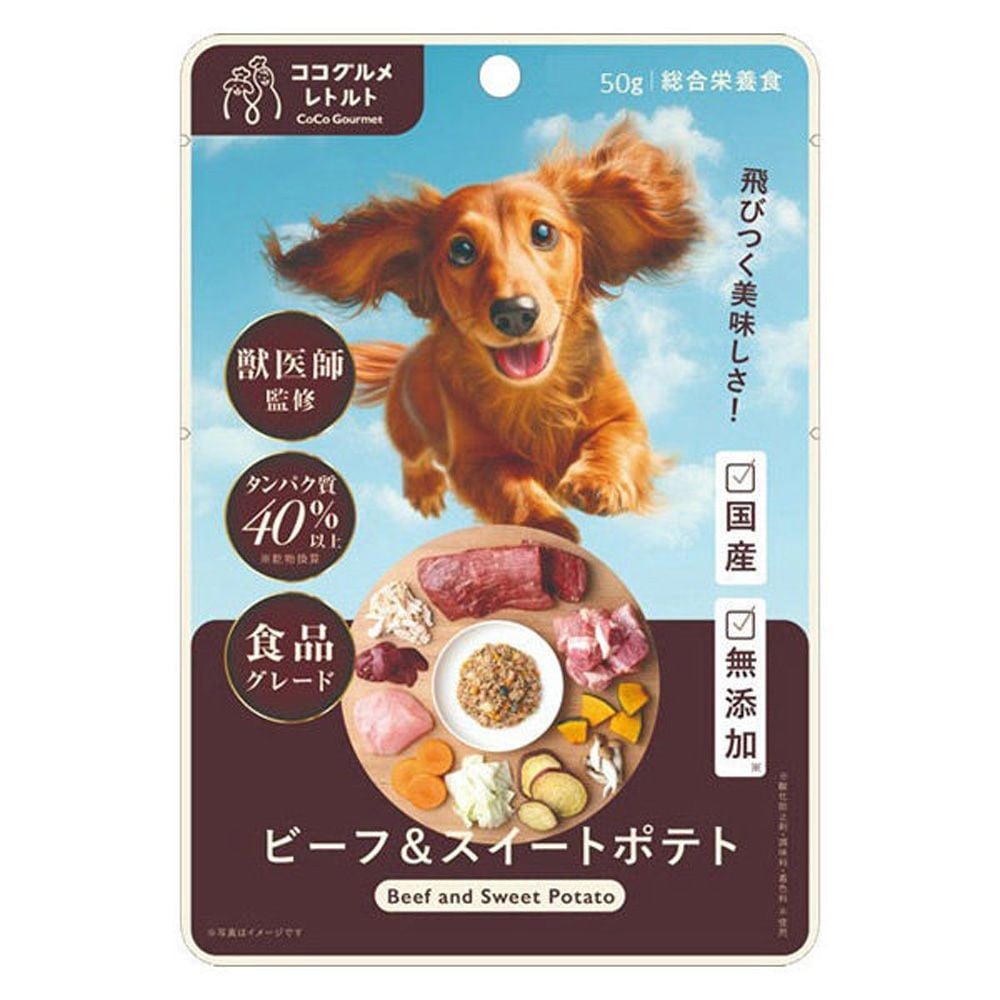 ココグルメ レトルト ビーフ&スイートポテト 50g, ビーフ&スイートポテト, 50g