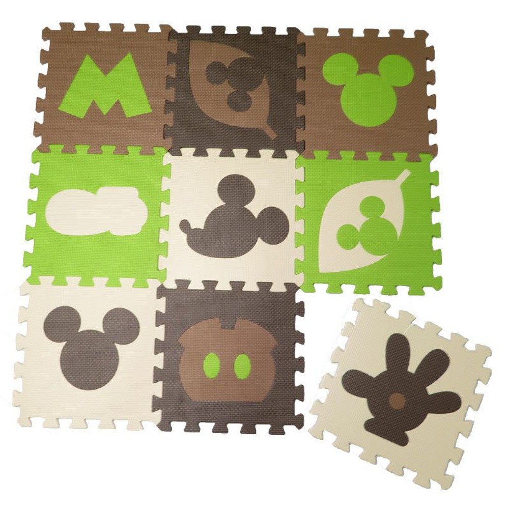 つなげるパズルマット　9枚組　Ｖリーフ／ミッキーマウス, ミッキーマウス, 約32&times;32&times;厚さ1.2ｃｍ