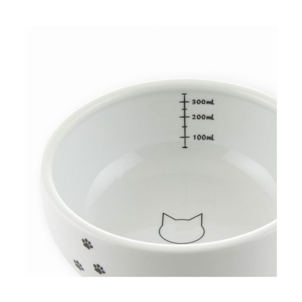 猫壱　脚付ウォーターボウル　シリコン付き　猫柄, ホワイト　猫柄, 幅130&times;奥行130mm
