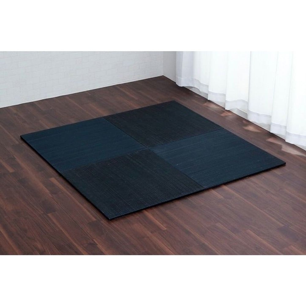 イケヒコ ユニット畳 シンプル 裏面滑り止め 約70&times;70&times;1.5cm 4枚組2色セット ネイビー／グレー【メーカー直送・代引不可】, ネイビー+グレー, 4枚組