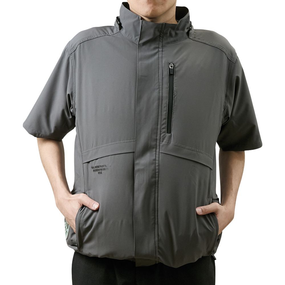 【2025年モデル】ウイザ WIZ'A サイドファン空調ウェアＰＲＯ　半袖　チャコールグレー, チャコールグレー, Mサイズ