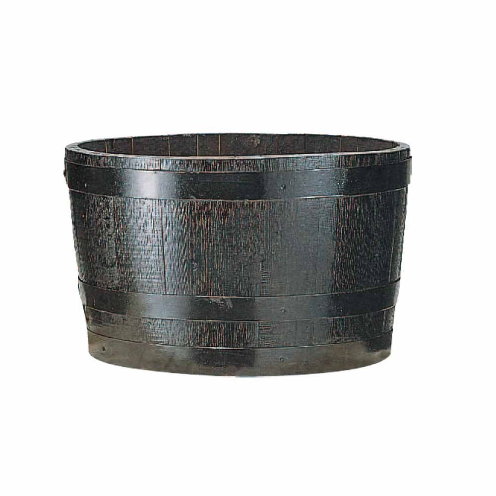 ウイスキー樽プランター　GB-9545　椀型90　ブラック　【メーカー直送・代引不可】【北海道・沖縄・離島除く】, ブラック, 椀型90