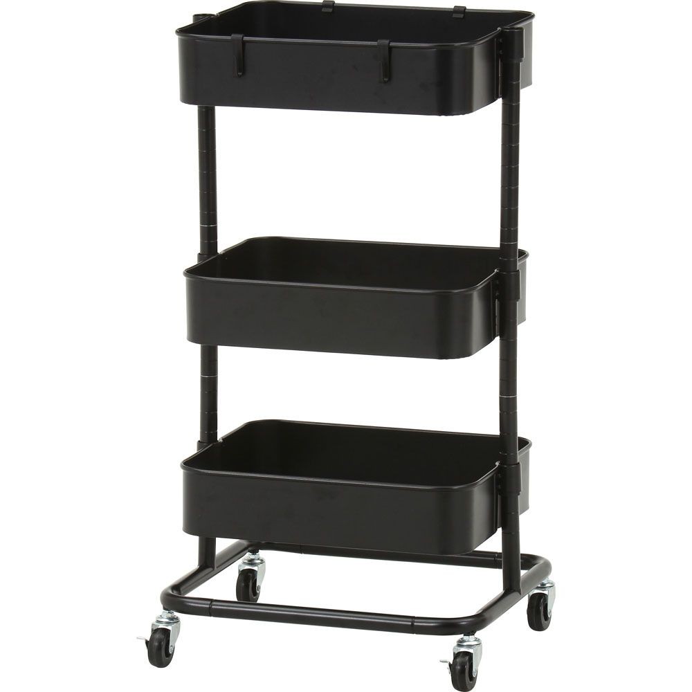 不二貿易 高さが調整できるワゴン　マルシェ　ブラック【メーカー直送・代引不可】, ブラック, 幅420mm&times;奥行360mm&times;高さ780mm