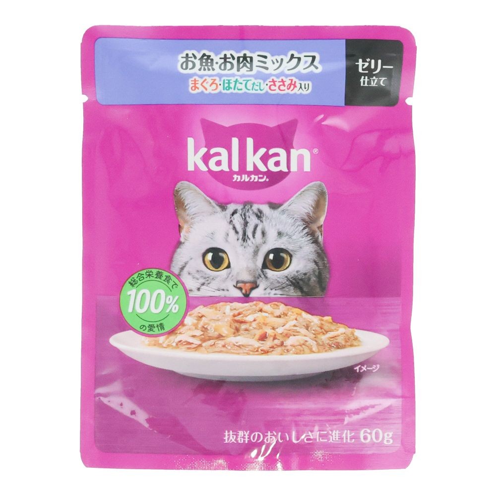 カルカンパウチ　お魚・お肉Ｍ　まぐろ・ほたてだし・ささみ, お魚・お肉Ｍ　まぐろ・ほたてだし・ささみ, 60g