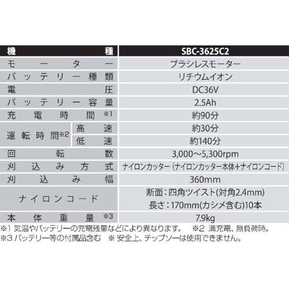 【現行品】工進　手押し式充電草刈機　ＳＢＣー3625Ｃ2, -, -