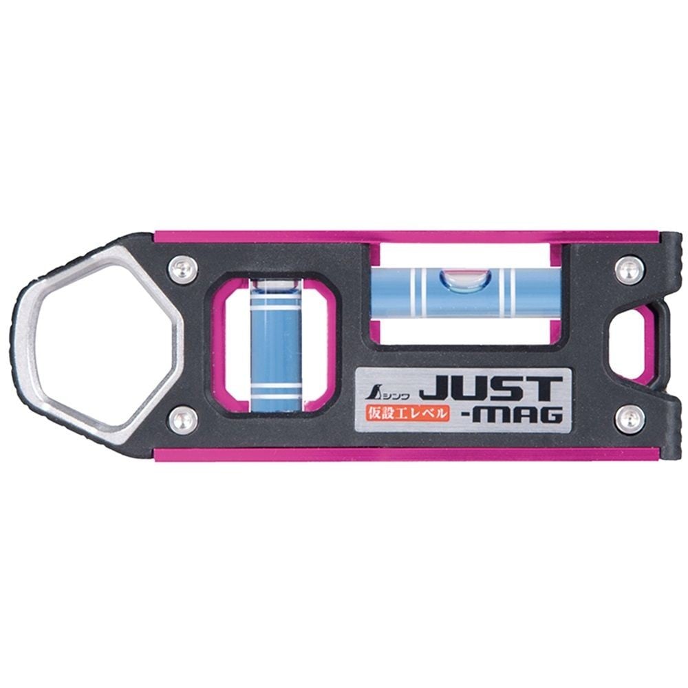 仮設工レベル JUST-MAG100mm ピンク マグネット付, 73413, 100mm