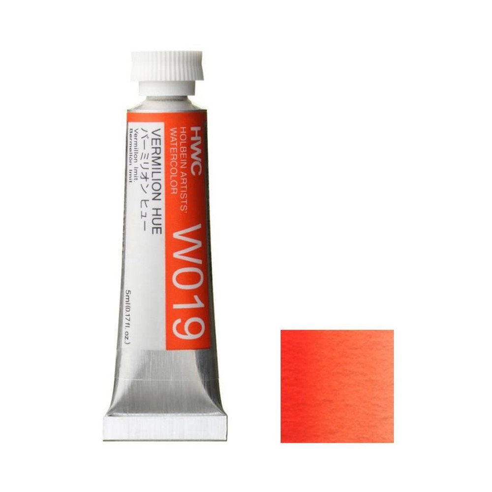 ホルベイン 透明水彩絵具 2号 (5ｍｌ) W019バーミリオン ヒュー, W019バーミリオンヒュー, 2号 (5ｍｌ) 