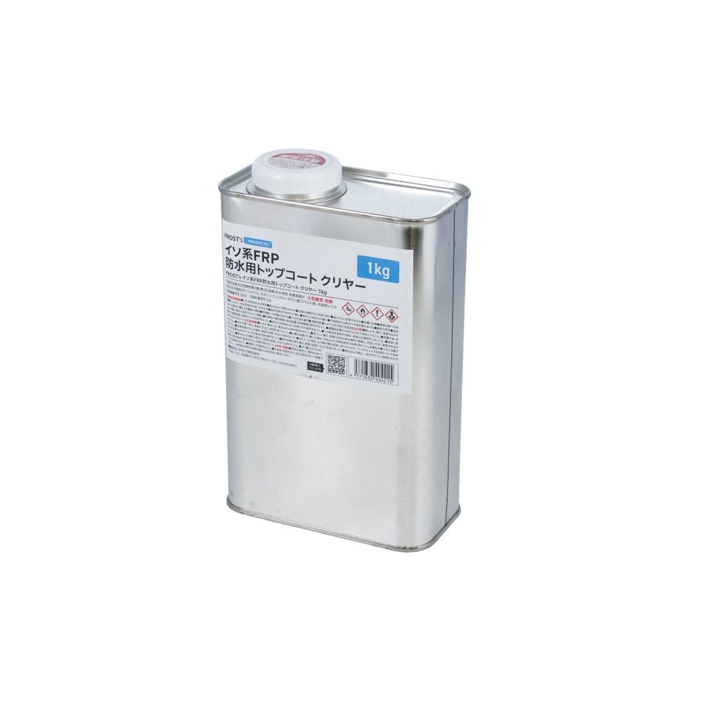イソ系FRP防水用トップコート　クリヤー　1KG, クリヤー, 1kg