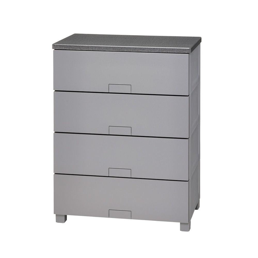 フィッツチェスト　フルフラット６５０４　グレー, グレー, 4段　幅65cm