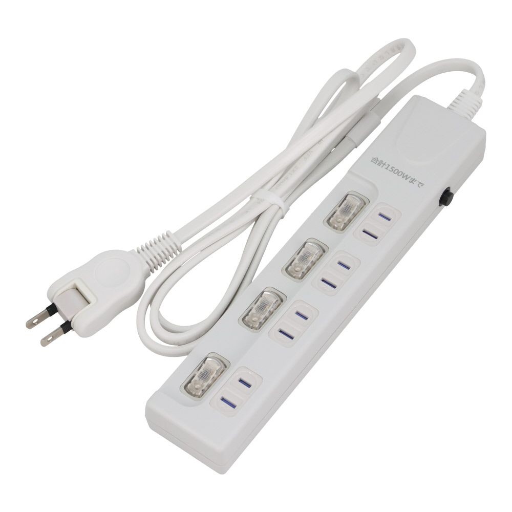 WIZ'A ウィザ 断線に強い節電タップ4個口　1．5ｍ, ホワイト, 4個口