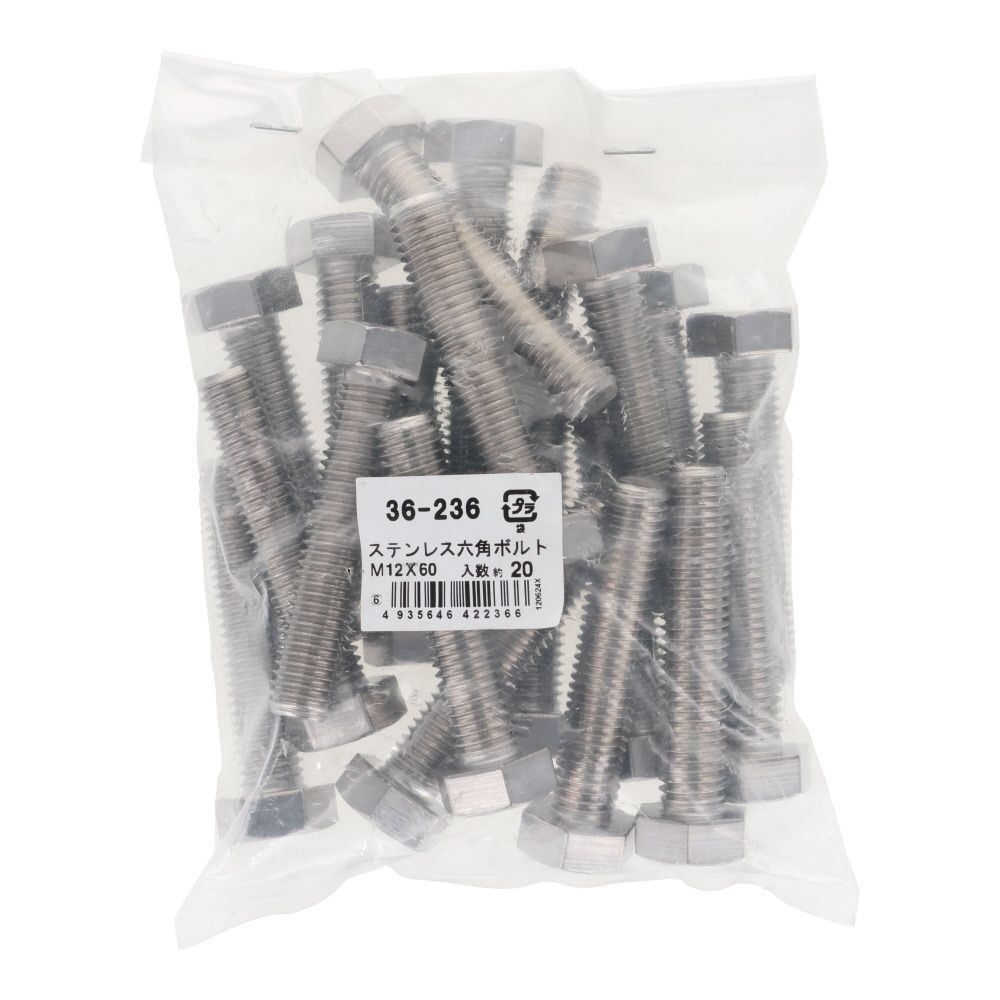 ステンレス　六角ボルト　Ｍ１２&times;６０　２０入, ボルト, M12&times;60