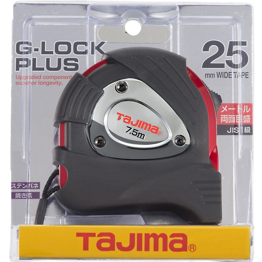 TAJIMA（タジマ）　Gロックプラス 25mm幅7.5m　GLP25-75BL, ブラック/レッド, 7.5m