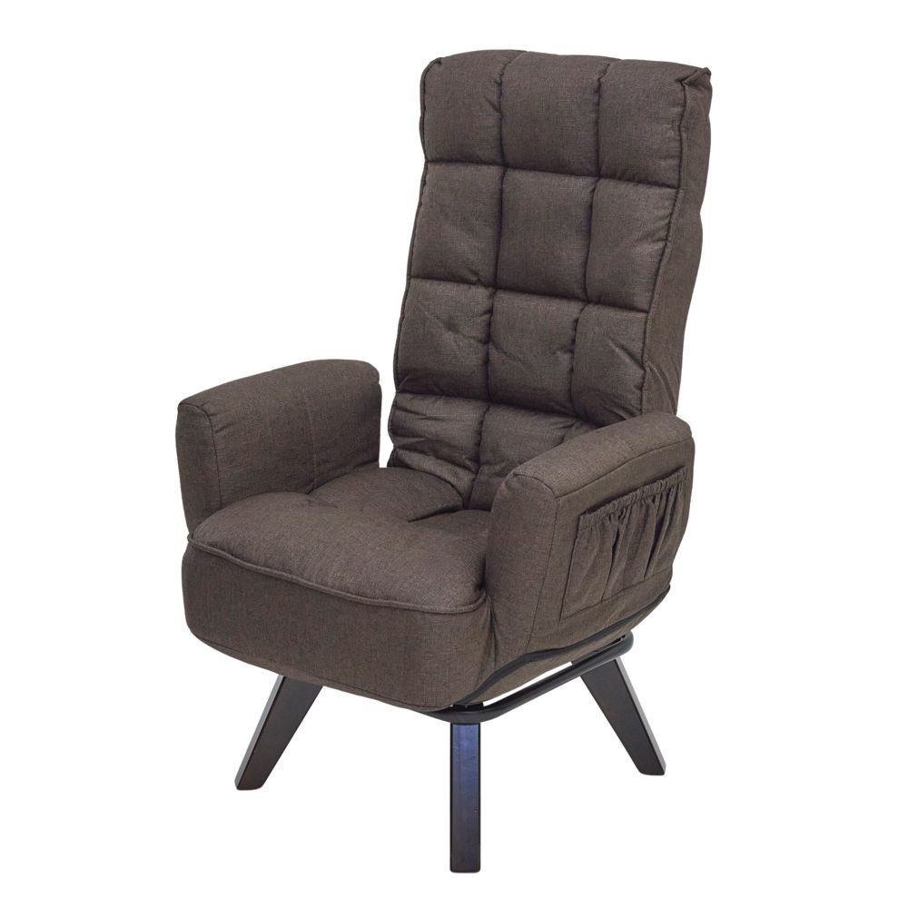 回転肘付きコイルスプリング高座椅子, ブラウン, 幅64cm