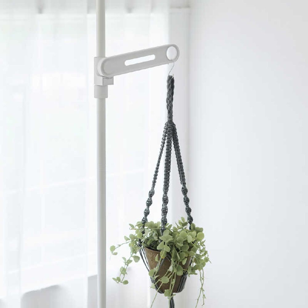 平安伸銅 室内つっぱり竿受け2段 マットホワイト, ホワイト, 奥行300mm&times;高さ1900〜3000mm