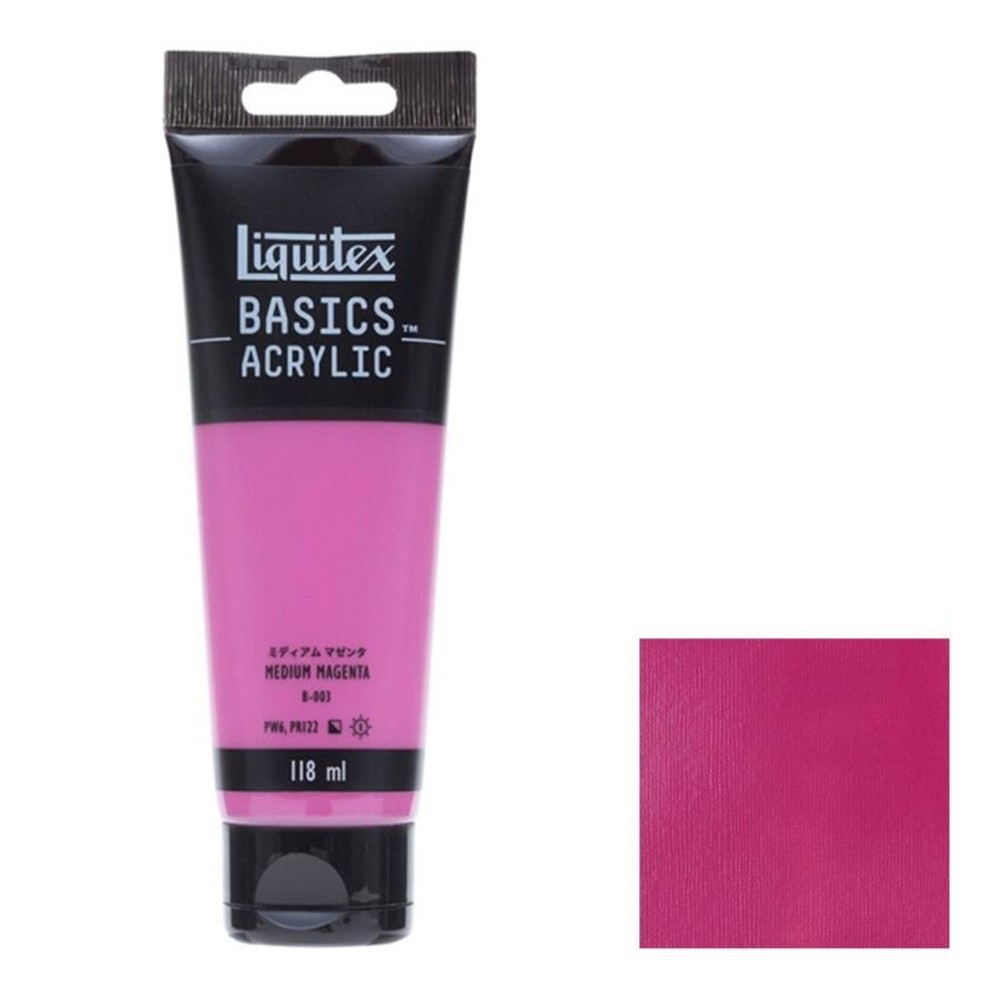 アクリル絵具Liquitex リキテックス ベーシックス ミディアムマゼンタ B-003 118ml チューブ, ミディアムマゼンタ B-003,  118ml チューブ