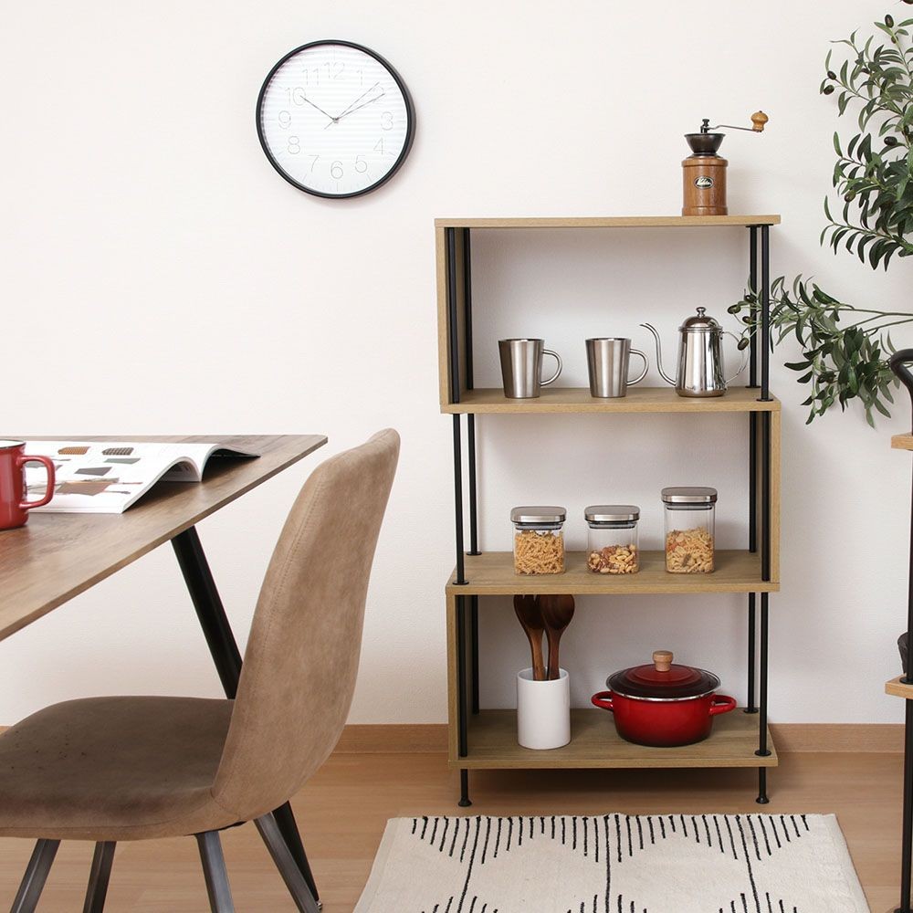 不二貿易 ＥＺＢＯツイストロックＳ型ディスプレイラック４段　ＯＡＫ【メーカー直送・代引不可】, ナチュラル, 幅600mm×奥行300mm×高さ1070mm