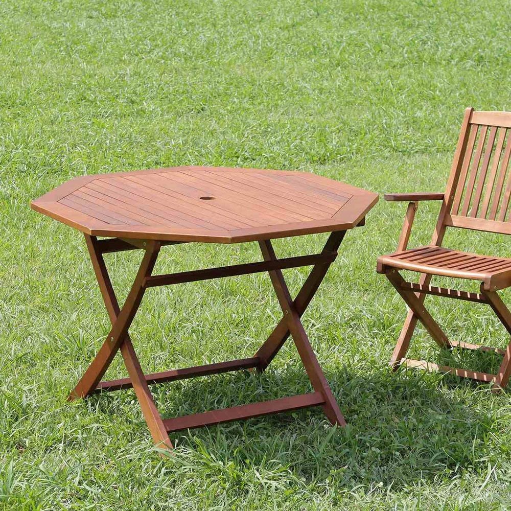 八角テーブル　110ｃｍ　＃ＧＴ05ＦＢ【メーカー直送・代引不可】, ブラウン, 110cm