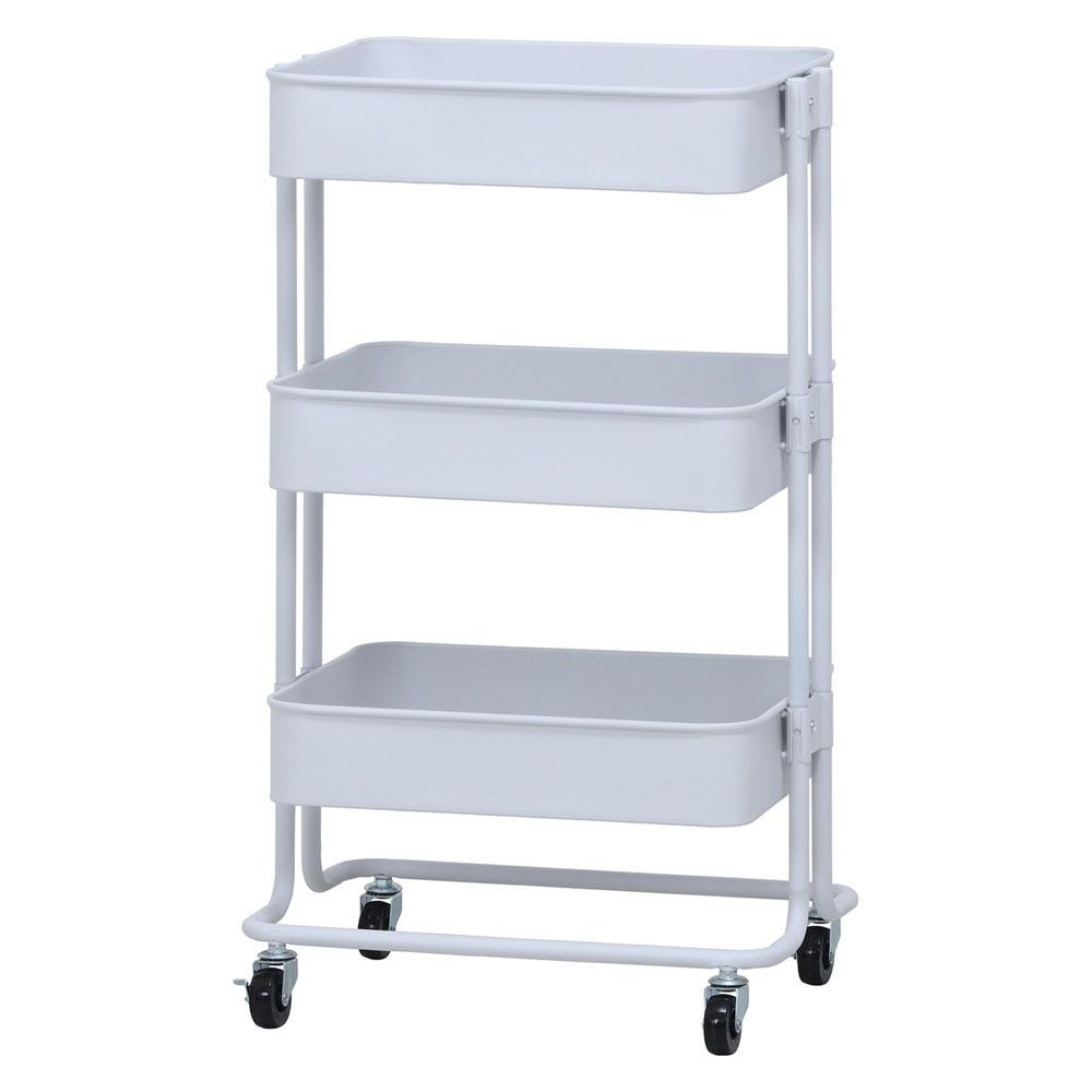 キッチンワゴン バスケット3段 ホワイト LX-0306-3【メーカー直送・代引不可】, その他カラー１, その他サイズ１
