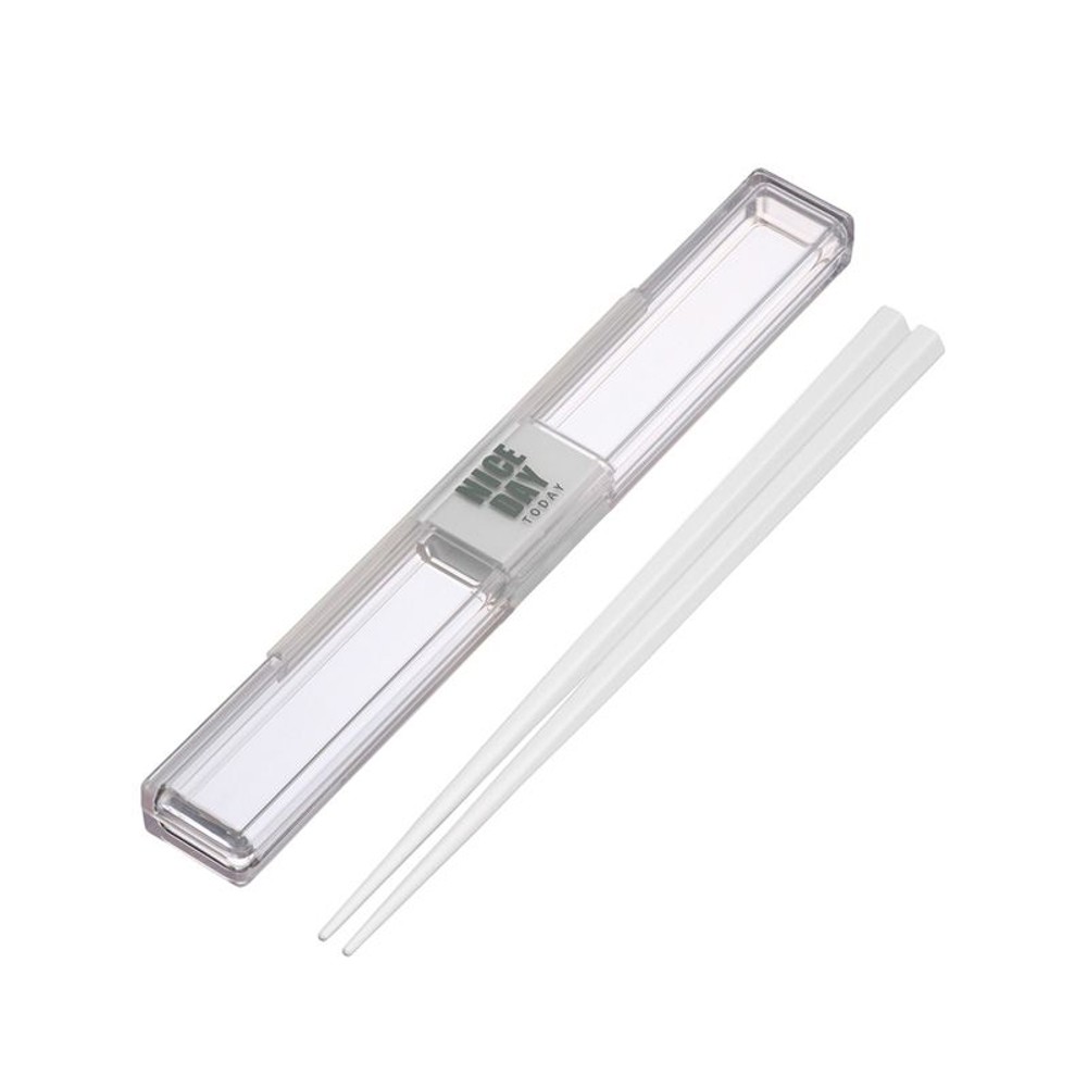 岩崎　とっても強い18センチ箸ケースセット　白, ホワイト, 18cm