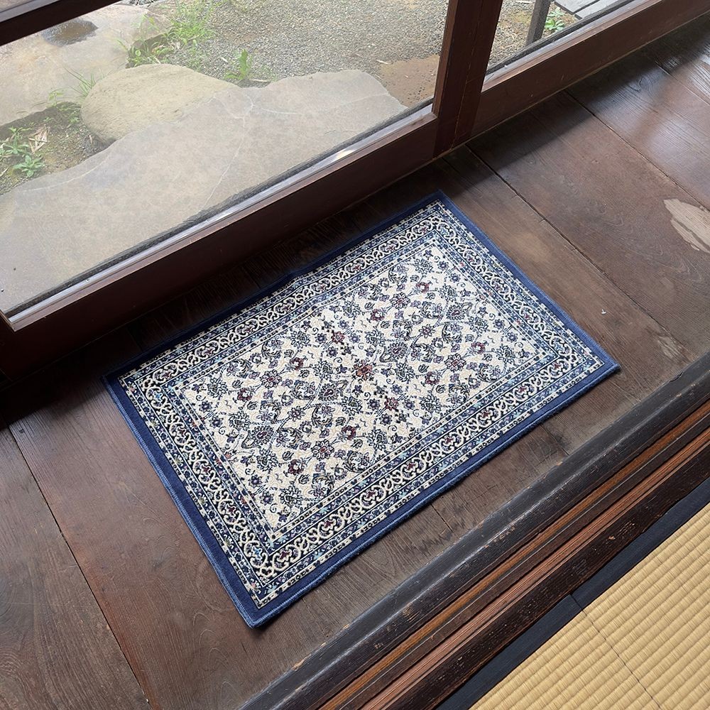 防炎・洗える・すべりにくい・抗菌防臭・床暖房対応 国産モケットマット ANT 50&times;80cm ブルー, ブルー, 50&times;80cm