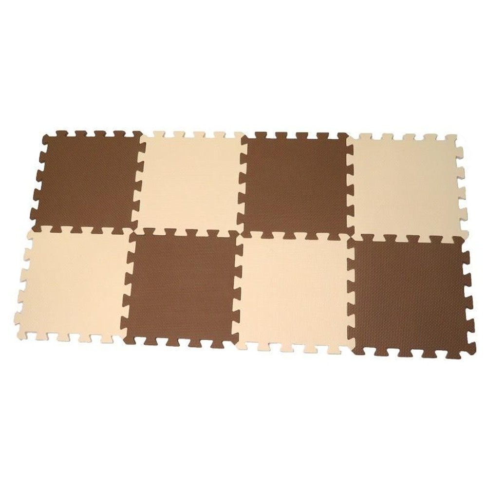 つなげるソフトマット 8枚組, ブラウンXアイボリー, 32cm