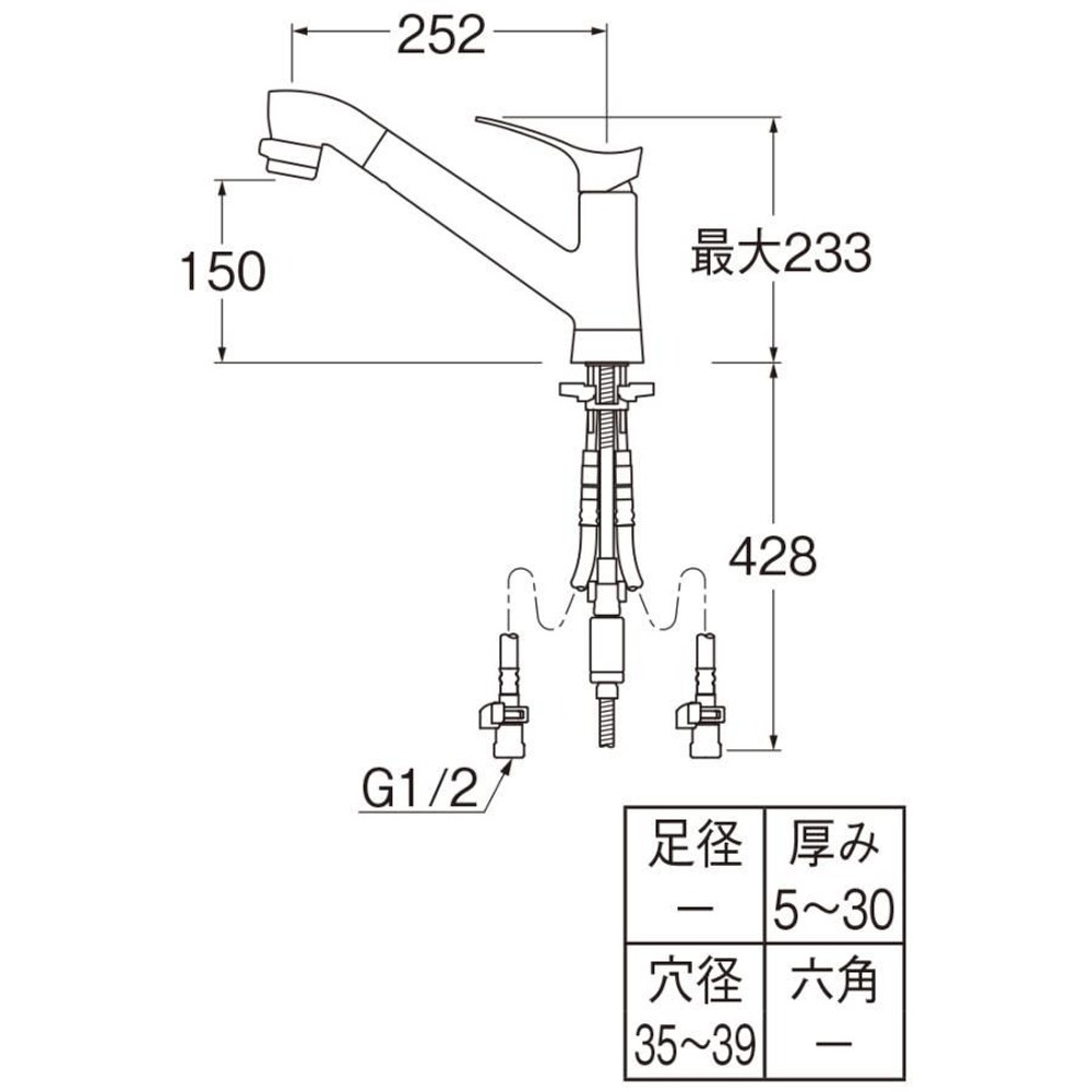 サンエイ SANEI シングル混合栓 ファインバブル付 キッチン用 K87121ET6JV-13, メッキ, K87121ET6JV