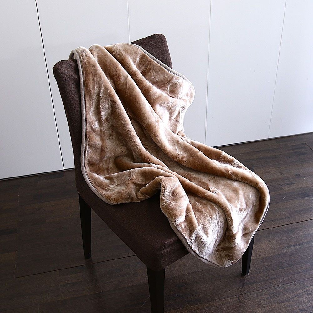 アクリルレーヨン混　ひざ掛け毛布　７０&times;１００ｃｍ　ベージュ, ベージュ, 70&times;100cm
