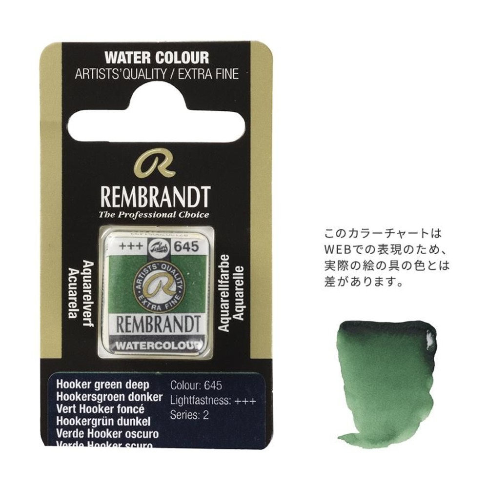 レンブラント固形水彩 645 フーカーグリーンディープ (T0586645-1), 645 フーカーグリーンディープ, 5g固形水彩
