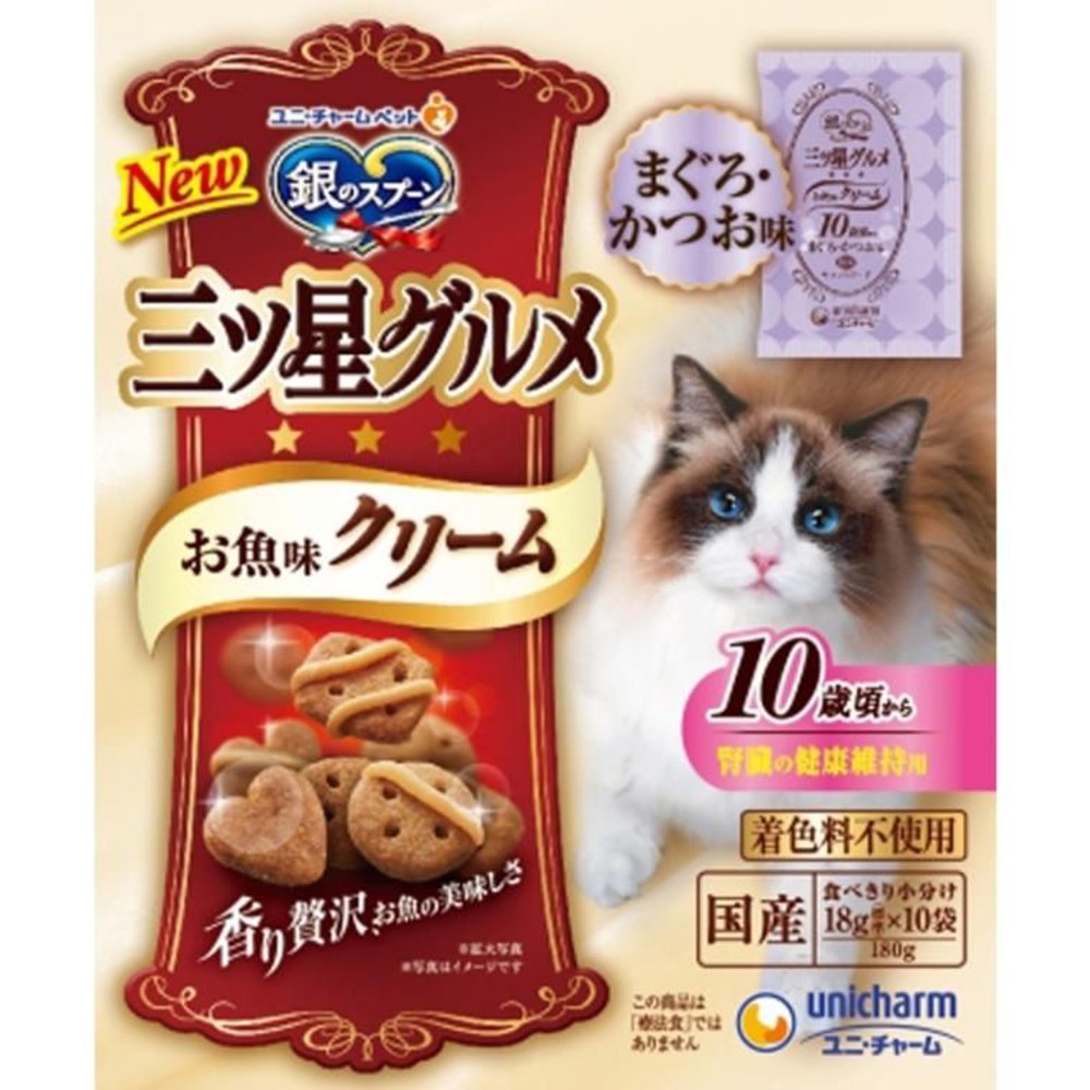 ユニチャーム　三ツ星グルメお魚味クリーム10歳　180ｇ, お魚味クリーム　１０歳頃から, 180g