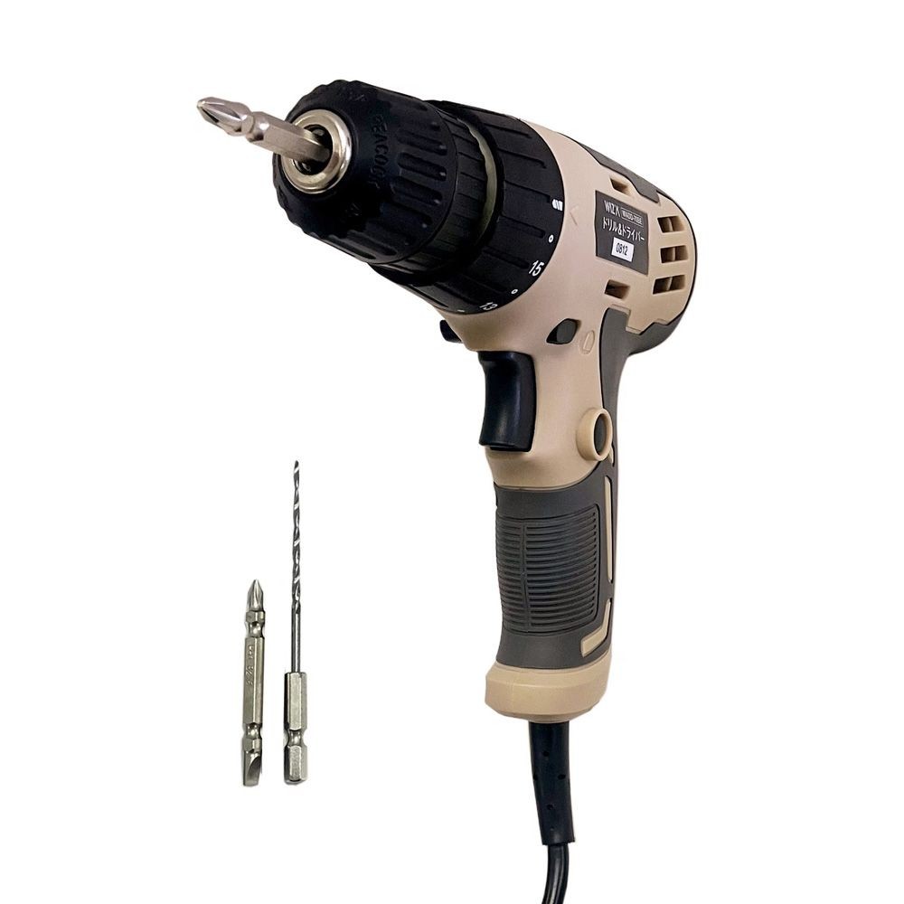 ウイザWIZ'A ドリル&ドライバー コード式 AC100V 70W ビット3本付 WADD-70BE, ベージュ, AC100V