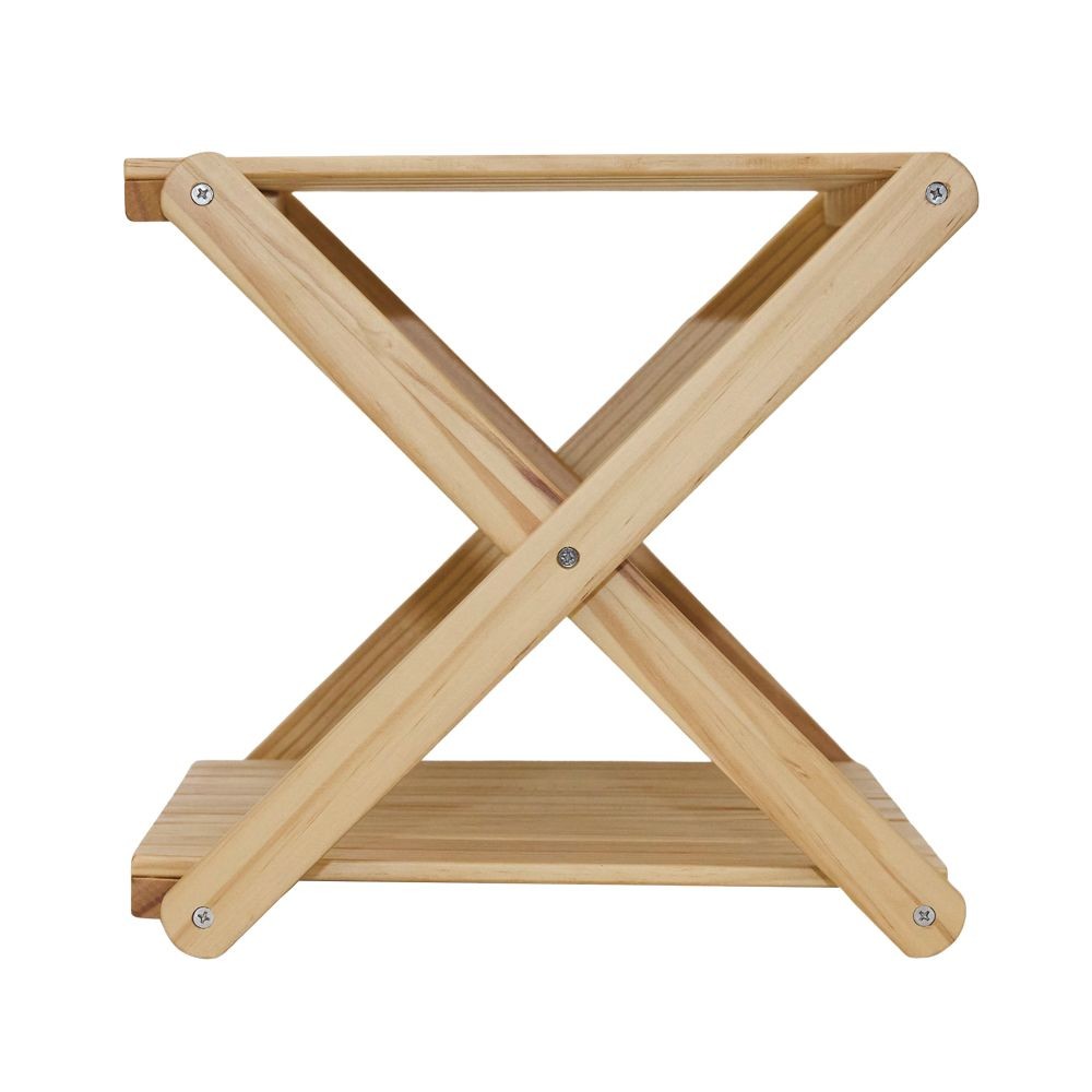 WIZ'A ウィザ　木製フォールディングラック　幅４６ｃｍ　２段, 天然木, 2段