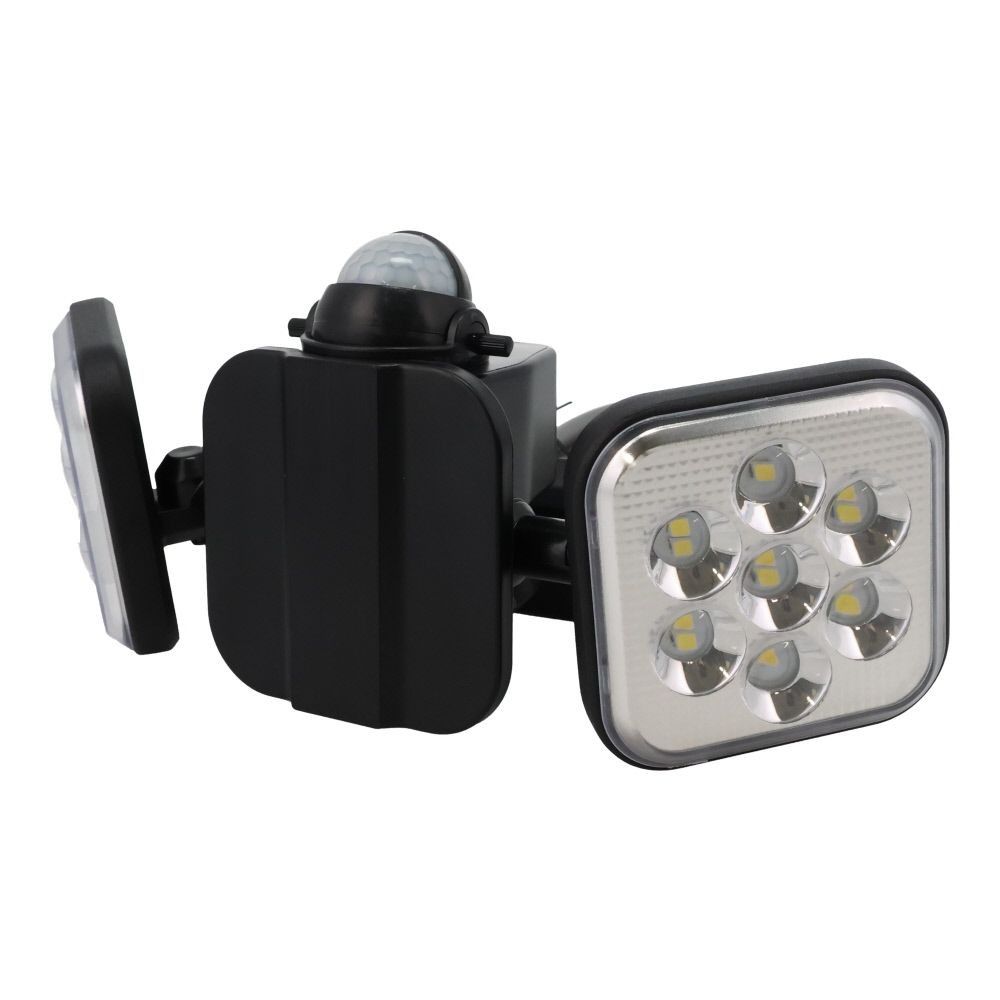 １１Ｗ×２灯　フリーアーム式ＬＥＤセンサーライト　ＬＡＬー２０２２, ブラック, LAL-2022