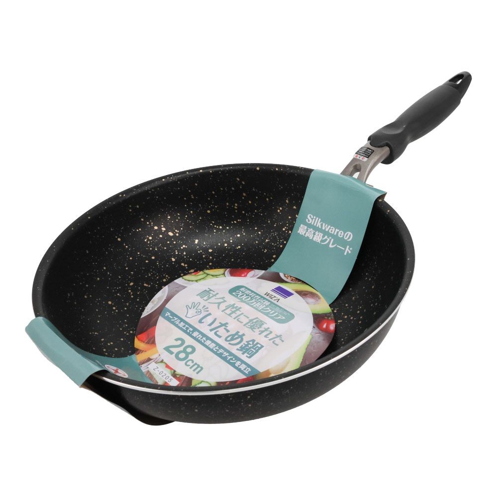 WIZ'A ウィザ　耐久性に優れた炒め鍋　２８ｃｍ, ブラック, 28cm