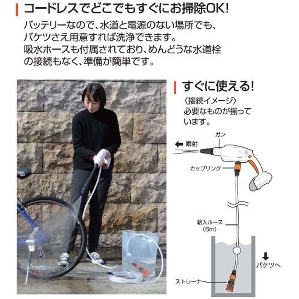 【現行品】工進　充電式高圧洗浄機, ホワイト, SJC‐1820