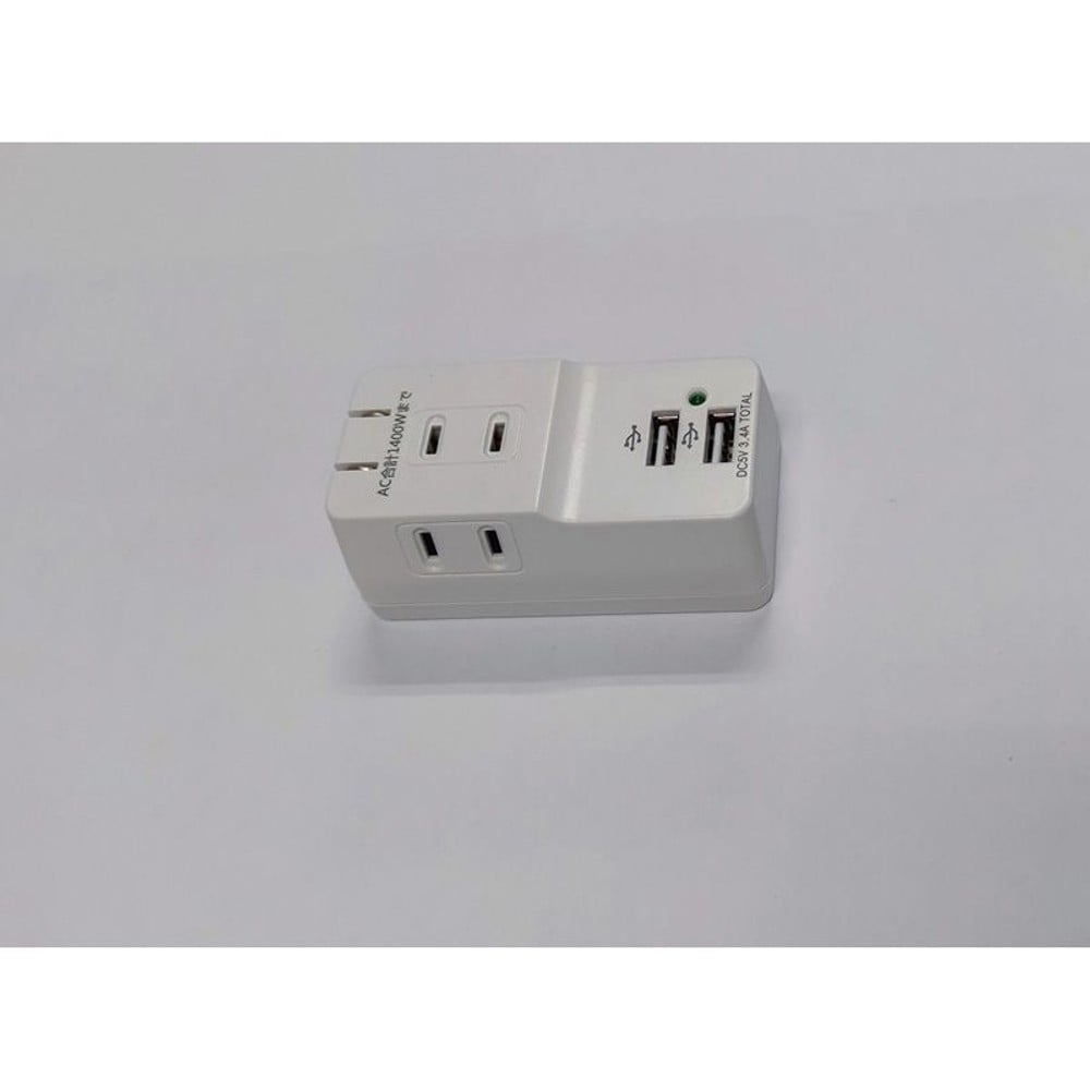 雷サージ付3．4Ａ　ＵＳＢ2ポート3個口タップ, 白, 3個口