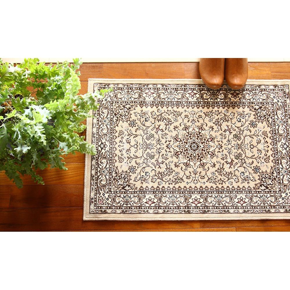 洗える・すべりにくい・抗菌防臭・床暖房対応 67&times;110cm 国産モケットマット SNM ベージュ, ベージュ, 67&times;110cm