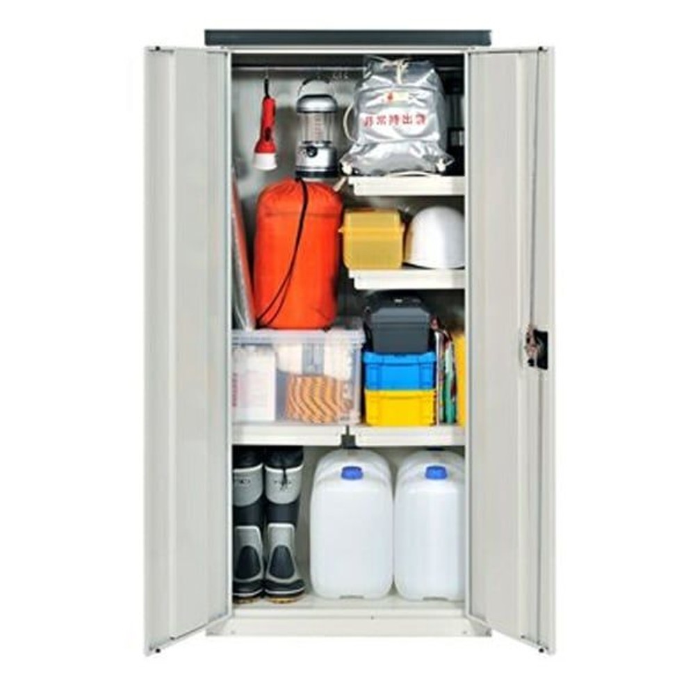 グリーンライフ 両扉式家庭用収納庫 162 ハーフ棚板仕様 【メーカー直送・代引不可】, アイボリー, 幅75cm&times;奥行45(47)cm&times;高さ162cm