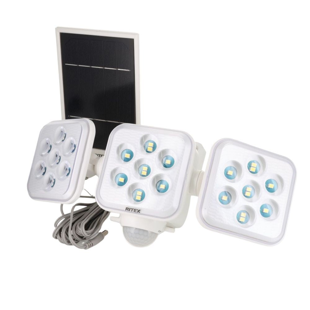 ５Ｗ３灯　フリーアーム式LEDソーラーセンサーライト　ＬＳー３３０, 白, LS-330