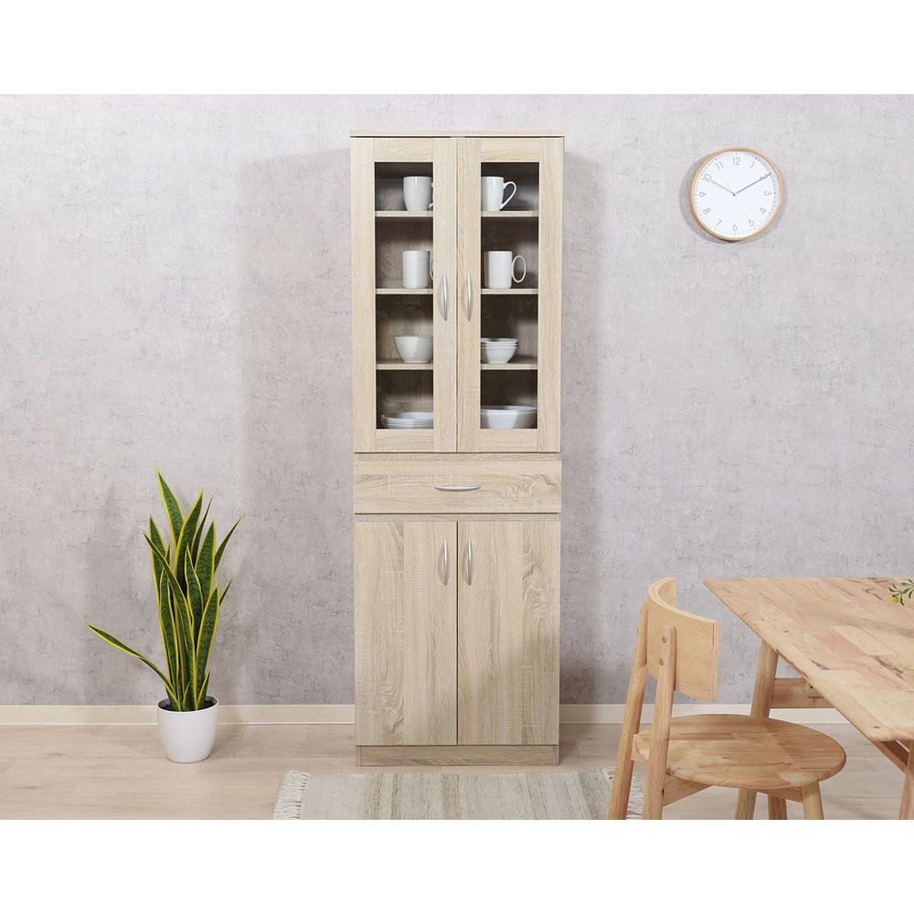 不二貿易 ハイキッチンキャビネット　１８０＊６０　オーク【メーカー直送・代引不可】, オーク, 幅590mm&times;奥行398mm&times;高さ1800mm