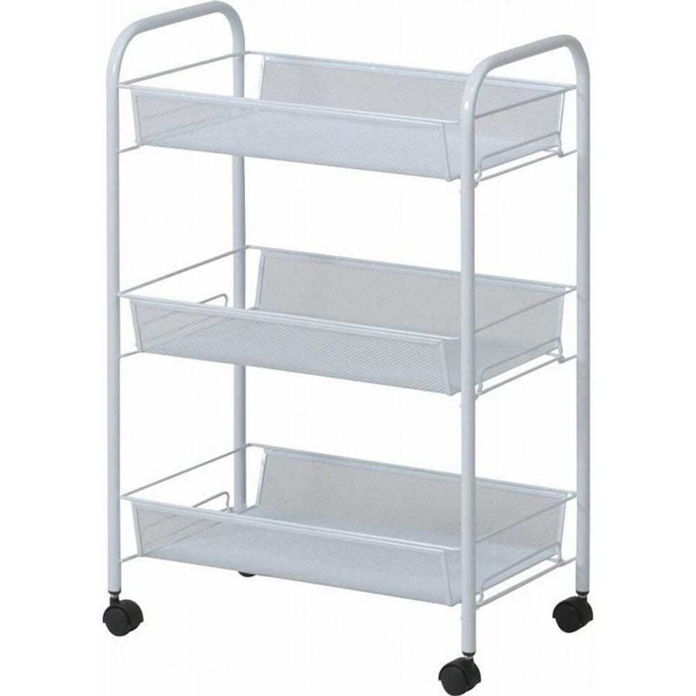 メッシュ　トローリー3段 【メーカー直送 代引不可】, ホワイト, 3段