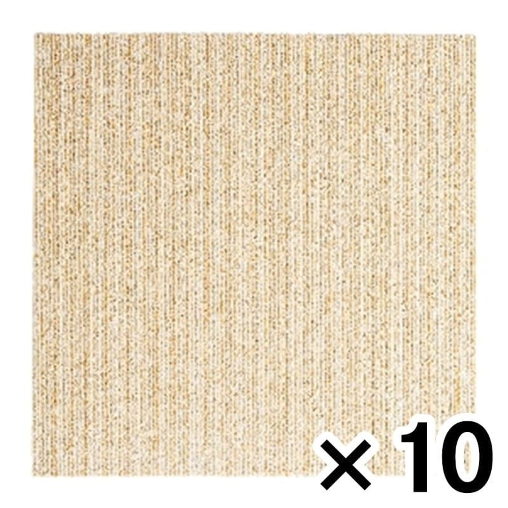 洗える吸着タイルマット　約40Ｘ40ＣＭ　ストライプBE×10枚セット, ベージュ,  約40×40ｃｍ