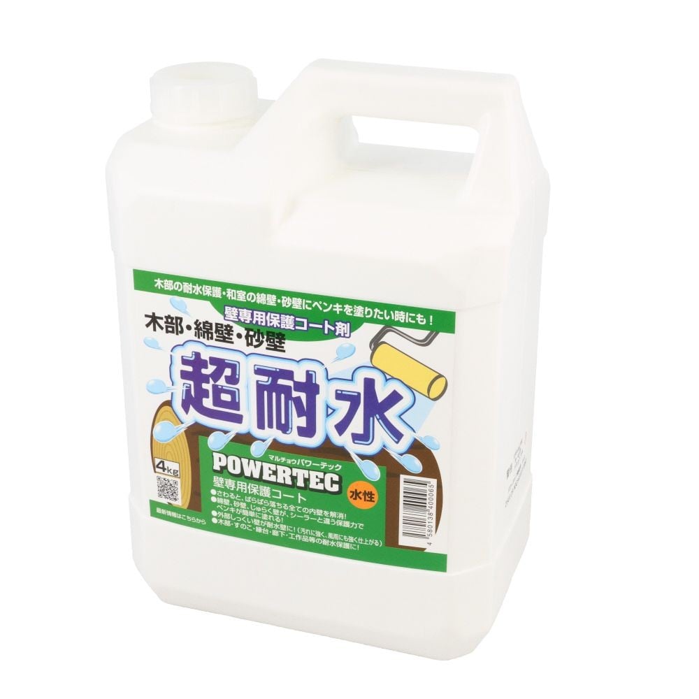 パワーテック 建物用塗料 超耐水保護コート剤（水性） 透明 4kg, 透明, 4kg